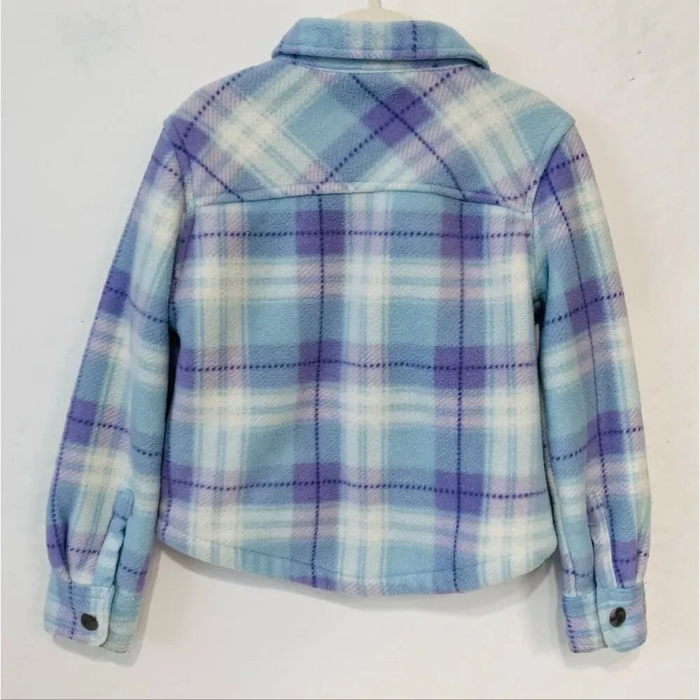 Eddie Bauer Blue And Purple Plaid Jacket   Girls Size 4/5
